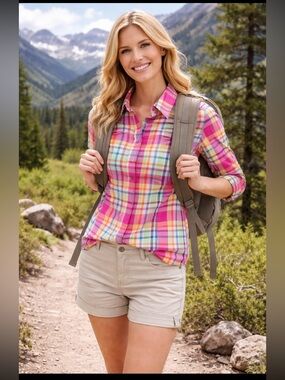 Banana Republic Soft Wash preppy long sleeve shirt. Soft plaid colors.  Small.